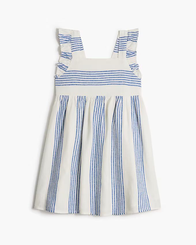 Girls' linen-blend dress with ruffle straps | J.Crew Factory