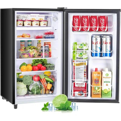 Upgraded Mini Fridge For Bedroom 3.2 Cu.Ft Small Refrigerator With Freezer For Dorm Office, Compact Single Door Adjustable Thermostat Low Noise, 17.5 | Wayfair North America