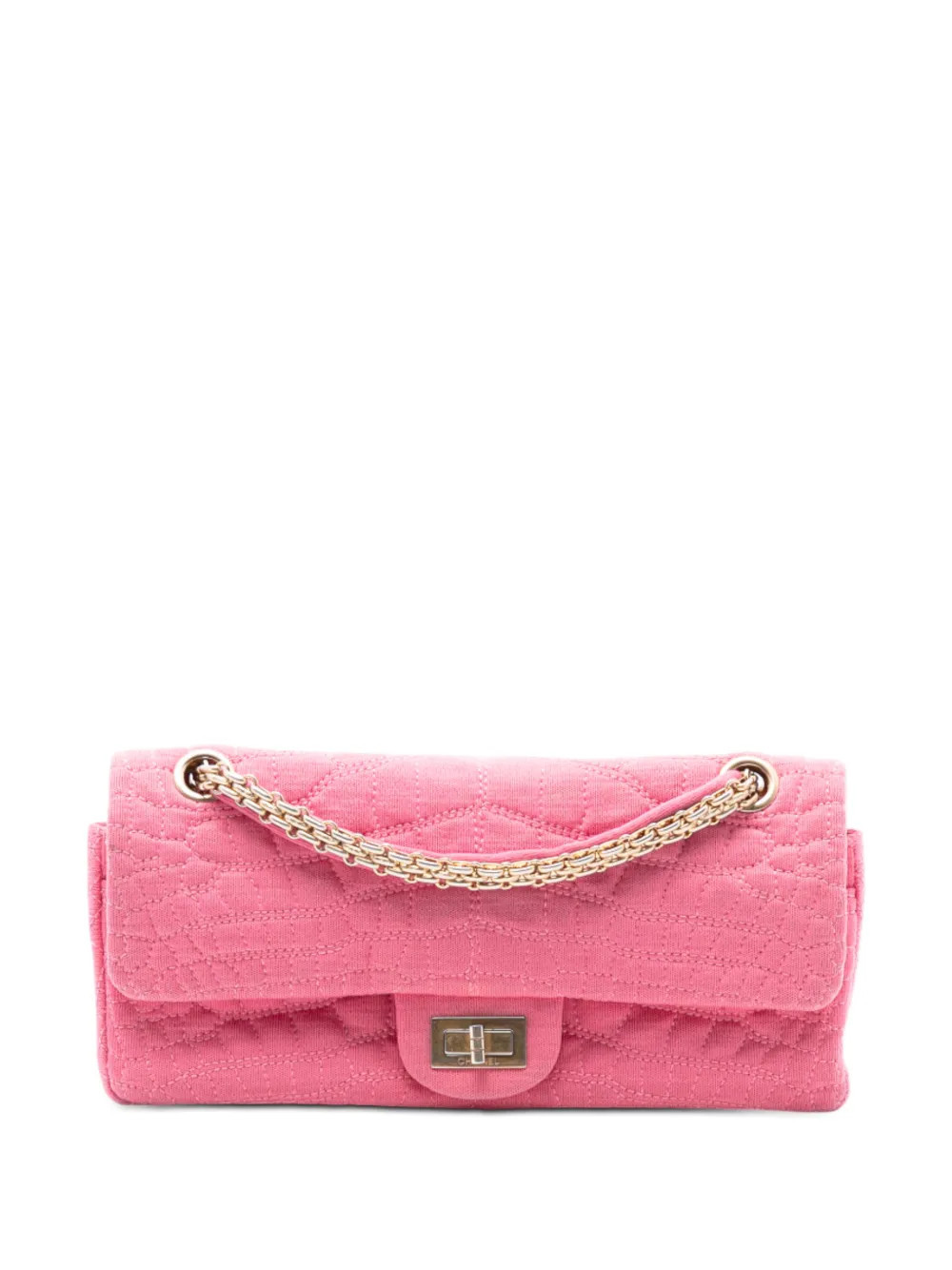CHANEL Pre-Owned 2006-2008 Croc Quilted Jersey Reissue 2.55 East West Double Flap shoulder bag - Pink | Farfetch Global