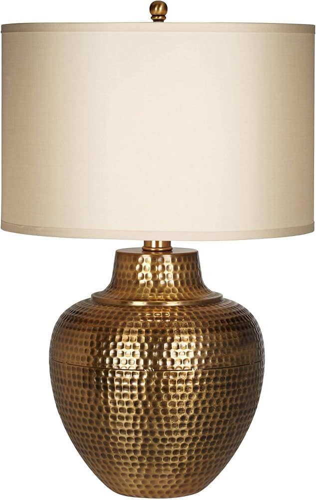 Maison Loft Rustic Farmhouse Table Lamp 27" Tall Hammered Antique Brass Cream Linen Drum Shade fo... | Amazon (US)