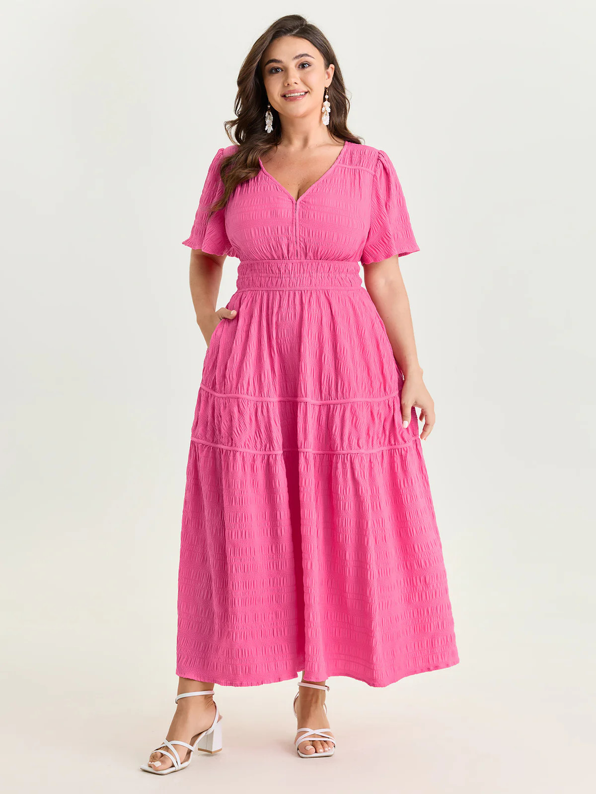 Textured Cinched-Waist Maxi Dress | Bloomchic