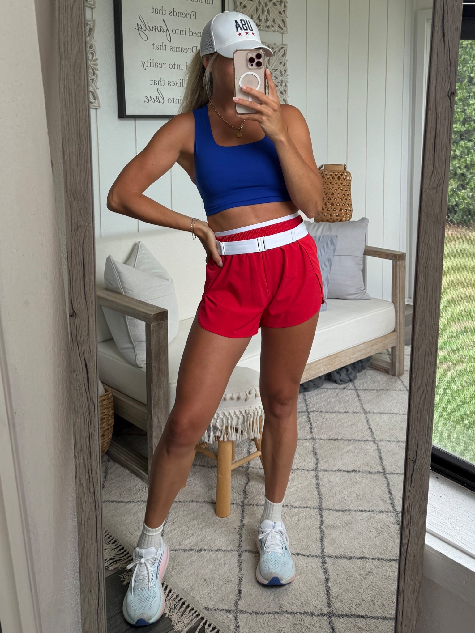 Red, white and blue!! 🇺🇸 wearing small in the Target shorts and small in the free people sports bra. 

#LTKSeasonal #LTKActive #LTKStyleTip