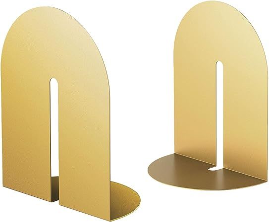 Ondeam Runway Gold Bookends for Books,1 Pair Metal Book Holders for Office Shelves Adults & Kids ... | Amazon (US)