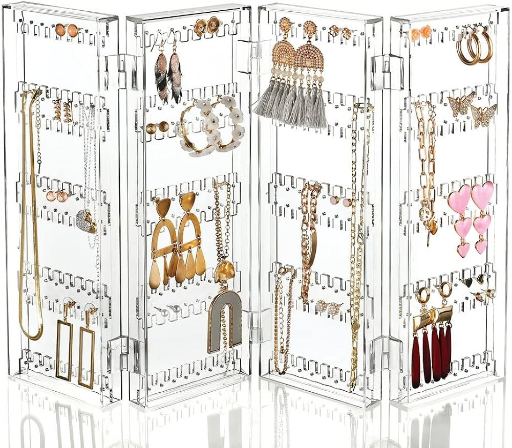 Jewelry Organizer - 6-Tier Earring Holder Rack For 140 Pairs - Compact Stand For Jewelry - Clear ... | Amazon (US)
