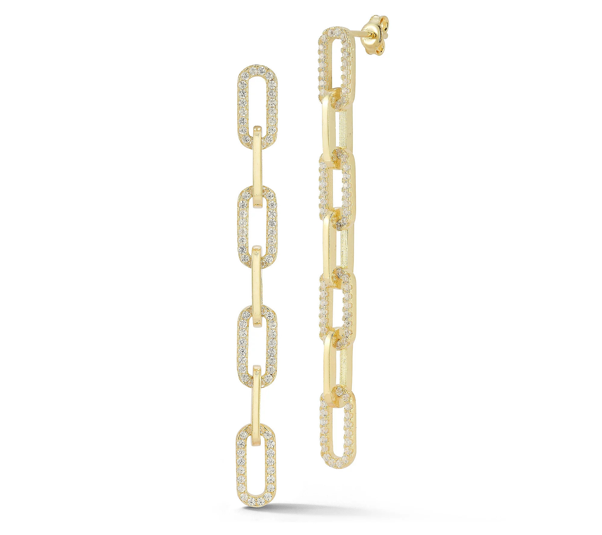 Sterlina Silver 2-1/4"" Pave Paperclip Drop Earrings, Sterling | QVC