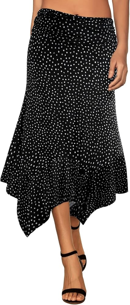 DJT Women's Flowy Handkerchief Hemline Midi Skirt | Amazon (US)