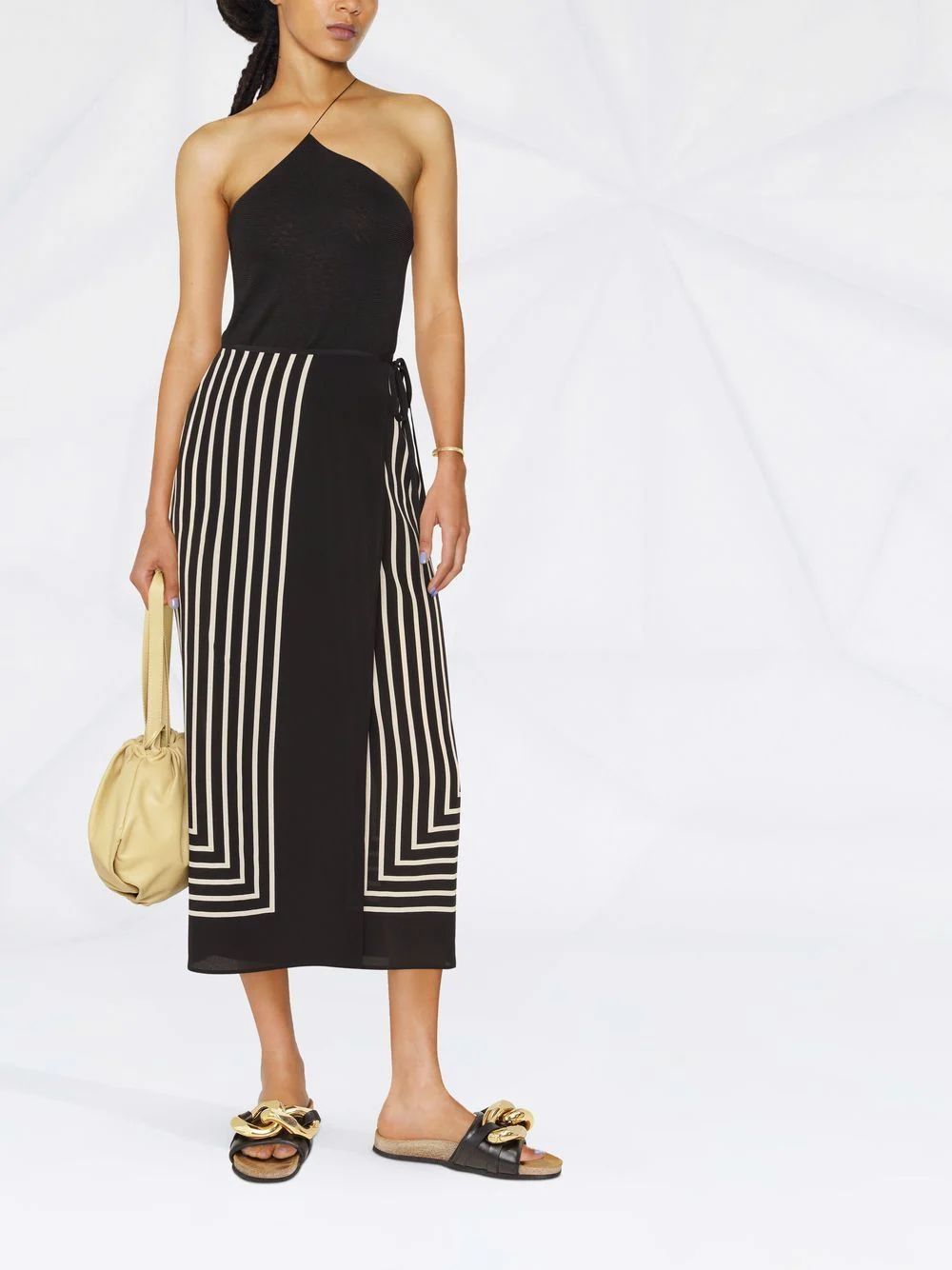 TOTEME Striped Silk Wrap Skirt - Farfetch | Farfetch Global