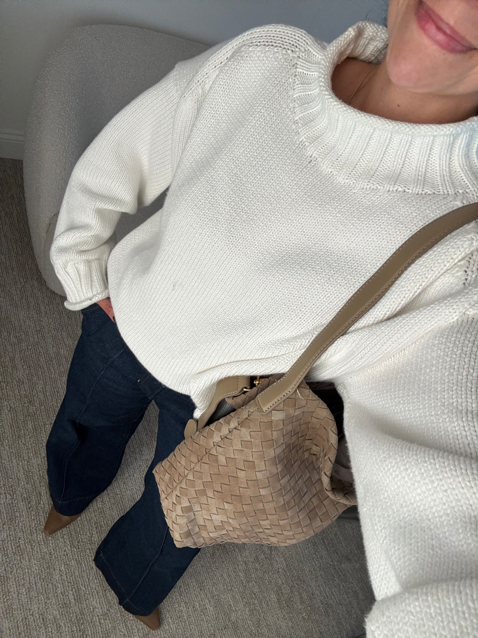 Casual outfit idea for fall. Favorite knit 🥰