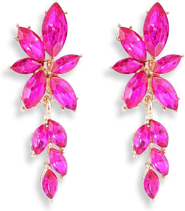 ATIMIGO Elegant Rhinestone Dangle Earrings Marquise Crystal Wedding Bridal Earrings for Brides Br... | Amazon (US)