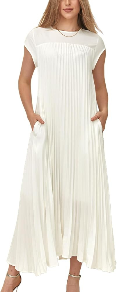 Fabric: Pleated maxi dress is made of 75% polyester and 25% spandex fabric, not see through, a-li... | Amazon (US)