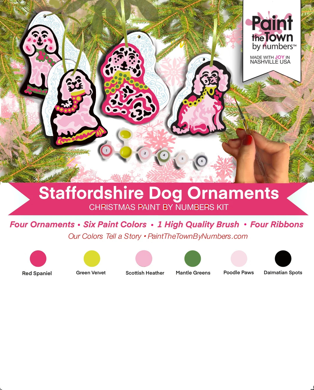 Paint by Number Staffordshire Dogs Ornament Kit / 8”x10” / DIY / Four Ornaments / Ribbons / H... | Etsy (US)