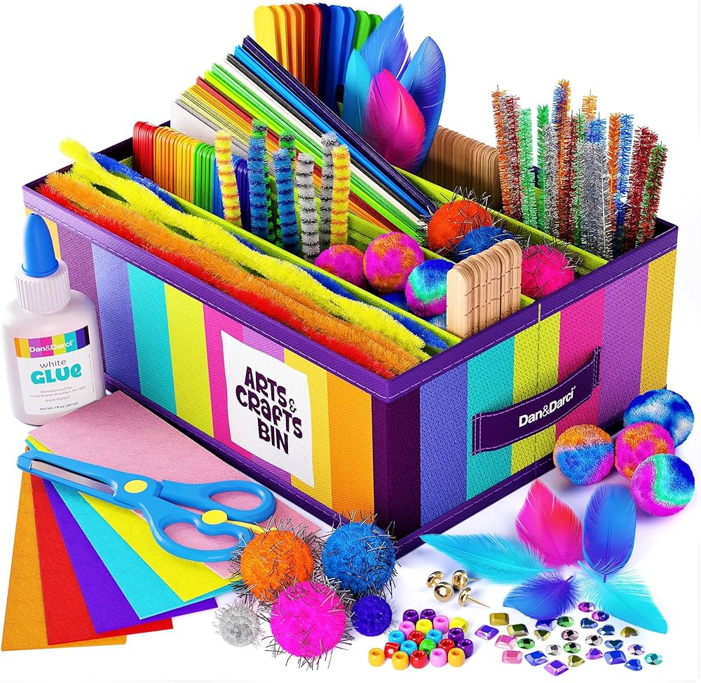 Dan&Darci Arts & Crafts Supplies Kit for Kids and Toddlers - with Storage Bin - Kid & Toddler Art... | Amazon (US)