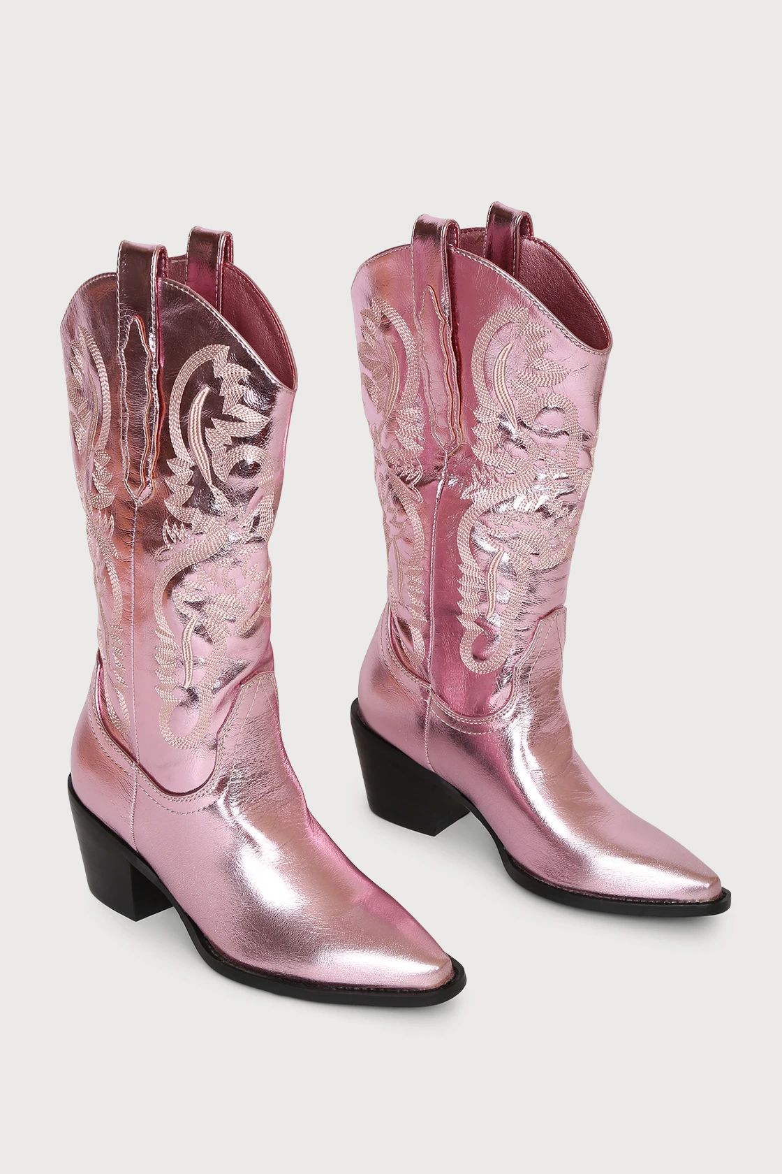 Danilo Metallic Pink Pointed-Toe Slip-On Cowboy Boots | Lulus (US)