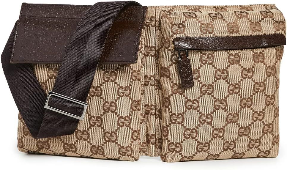 Gucci Women's Pre-Loved Belt Bag, Gg Canvas, Brown, One Size | Amazon (US)