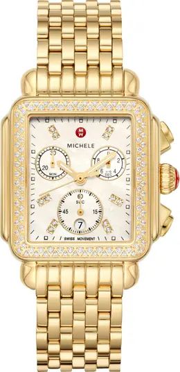 Deco Diamond Chronograph Watch Head & Bracelet, 33mm | Nordstrom