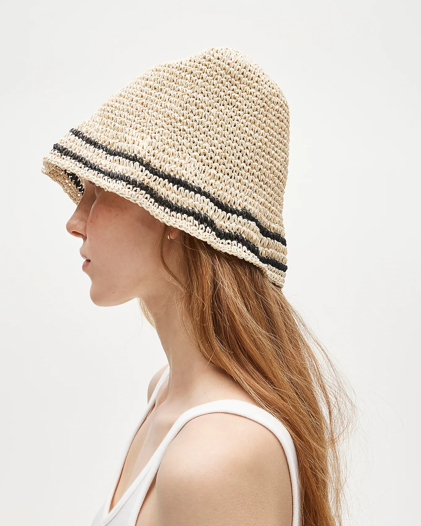 Straw bucket hat in stripe | J. Crew US