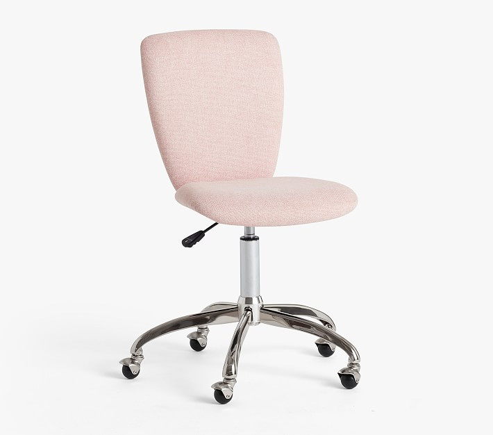 Square Upholstered Desk Chair, Brushed Nickel Base | Pottery Barn Kids