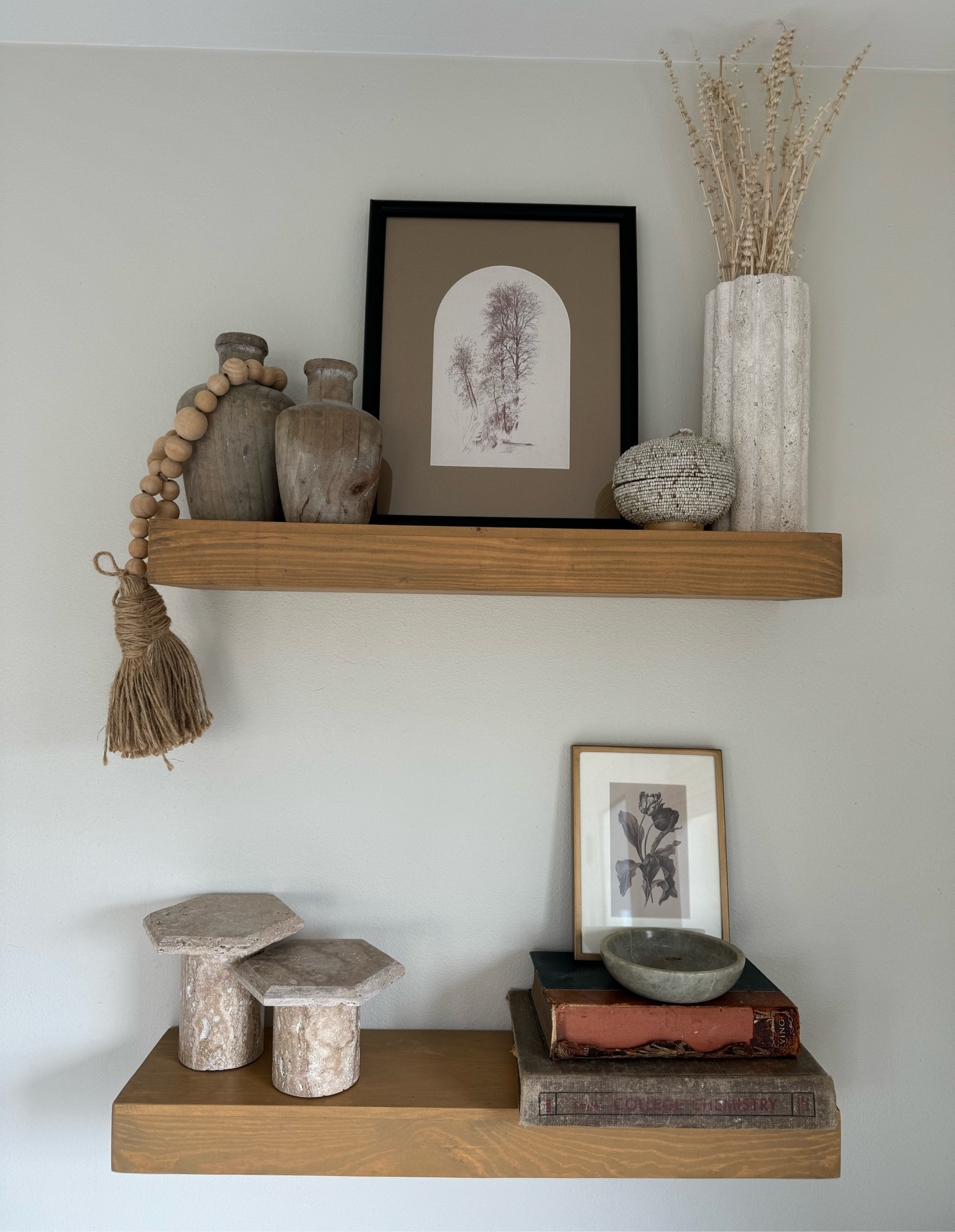 Organic minimalist shelf decor inspo 🍸 wood & travertine

#LTKFindsUnder100 #LTKFindsUnder50 #LTKHome