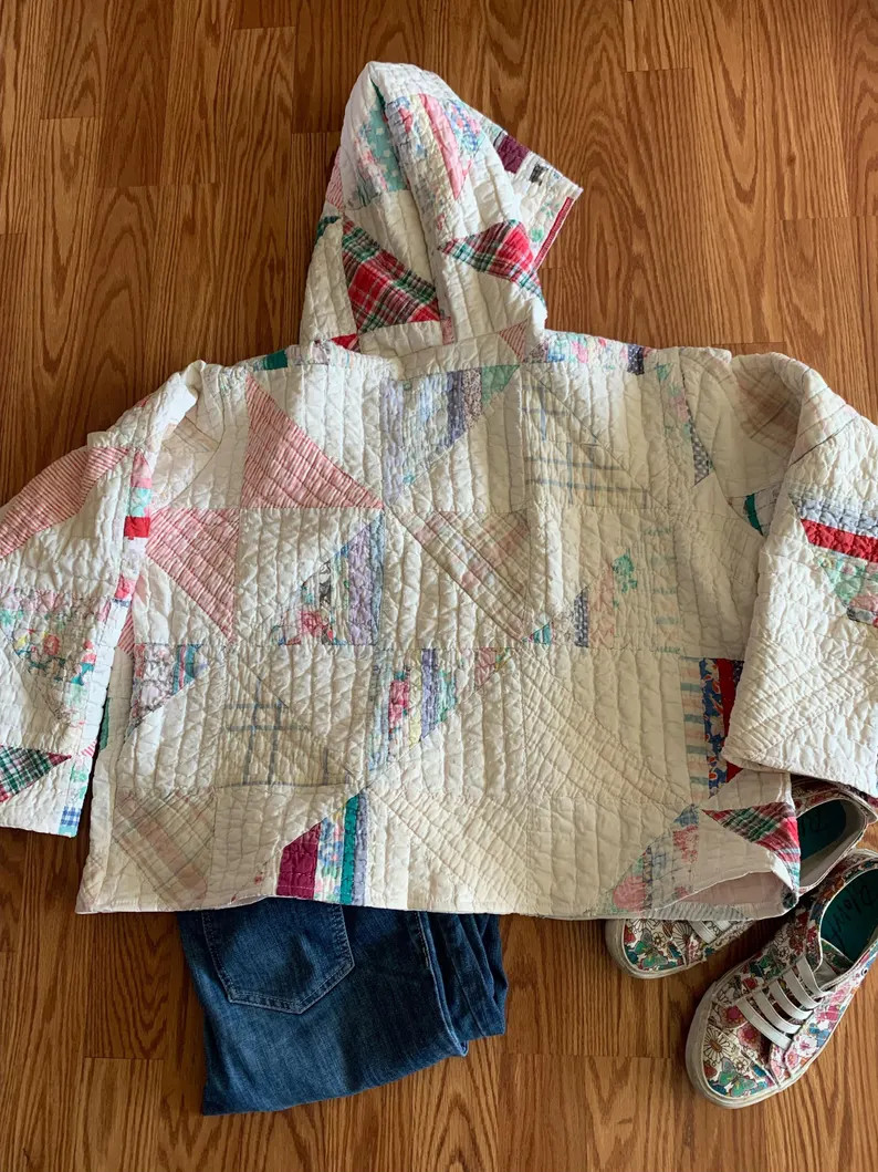 Vintage Handmade Quilt Hoodie Pullover | Etsy (US)