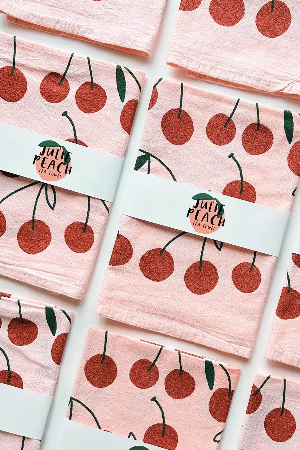 Julie Peach Glitter Cherries Tea Towel | Urban Outfitters (US and RoW)