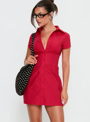 Motley Mini Dress Red | Princess Polly US