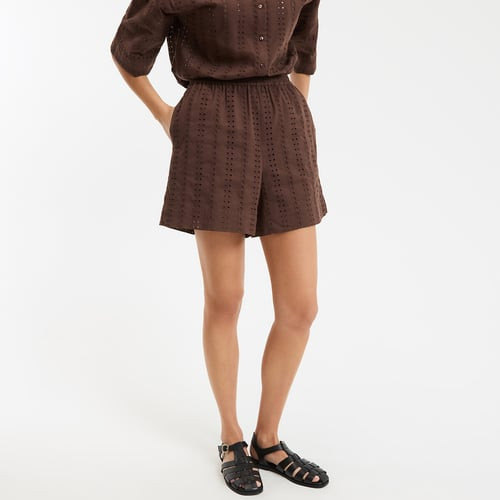 Broderie Anglaise Elasticated Waist Shorts | La Redoute (UK)