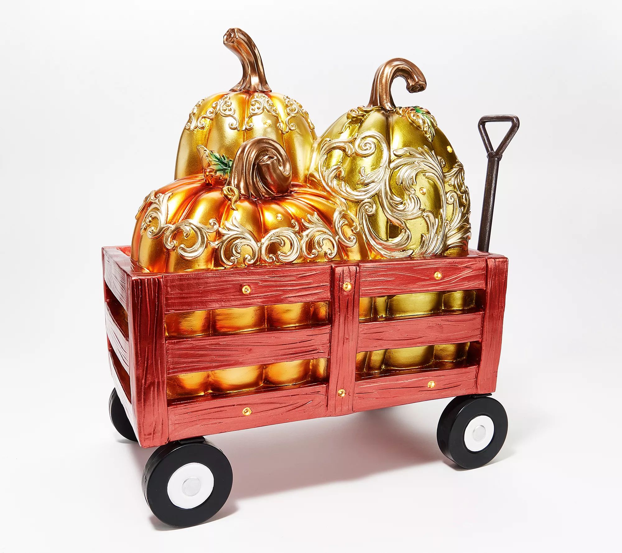 Hay & Harvest Illuminated Wheelbarrow or Wagon with Scroll Pumpkins | QVC