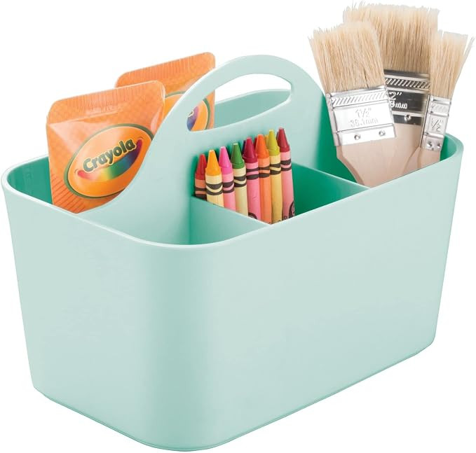 mDesign Plastic Portable Craft Storage Organizer Caddy Tote, Divided Basket Bin with Handle for C... | Amazon (US)