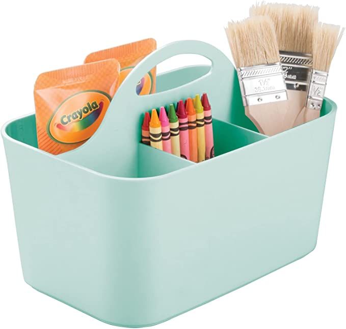 mDesign Plastic Craft Storage Organizer Bin with Handle for Living Room Drawer, Office Desk Organ... | Amazon (US)