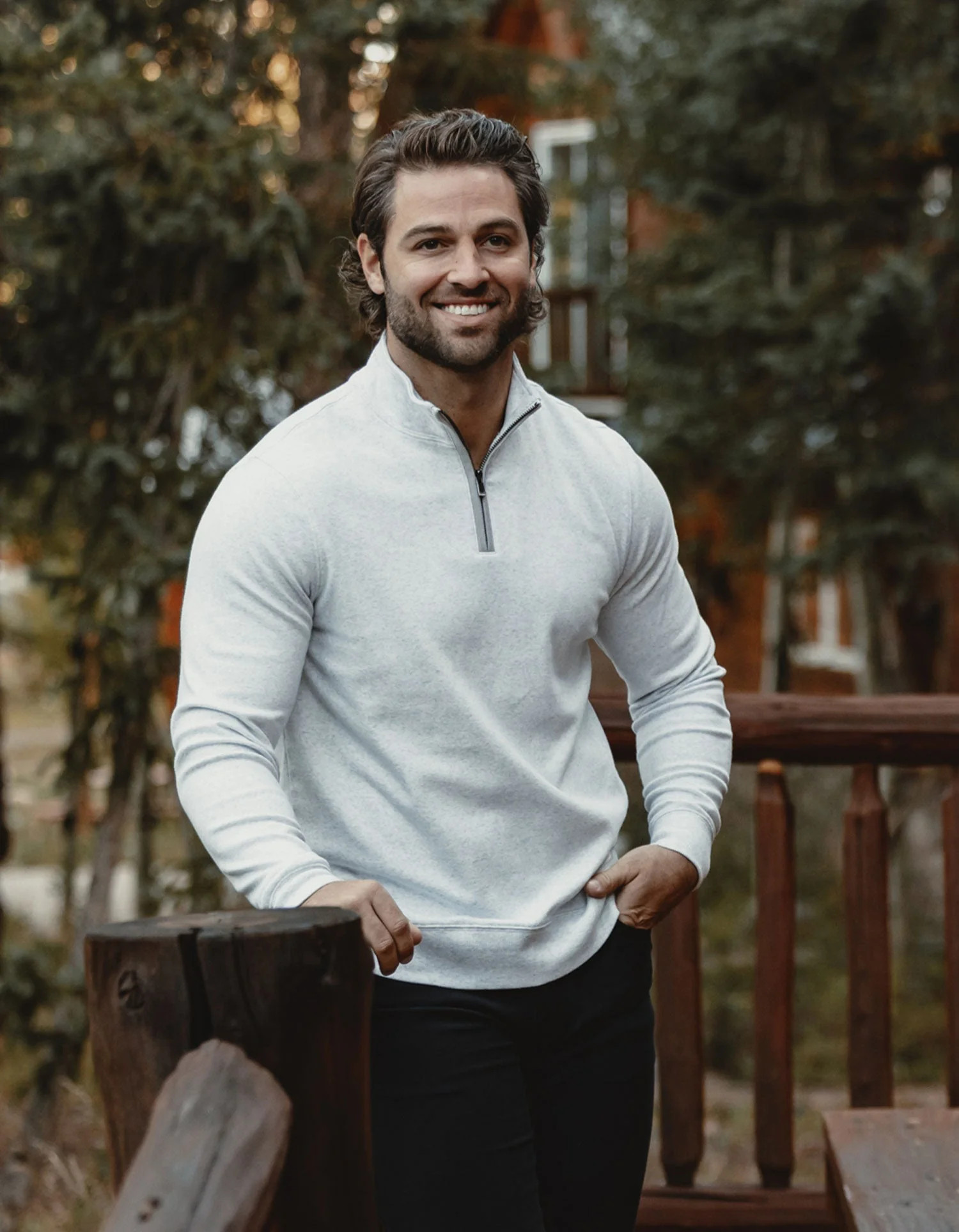 Puremeso Weekend Quarter Zip in Taupe | The Normal Brand