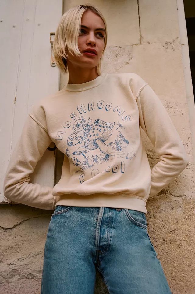 Mushrooms Are Cool Shrunken Sweatshirt | Urban Outfitters (US and RoW)