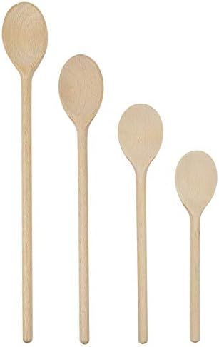BICB Wooden Cooking Oval Spoons - 8”, 10”, 12”, 14” Long Mixing Set - Solid Beechwood Cookware - Per | Amazon (US)