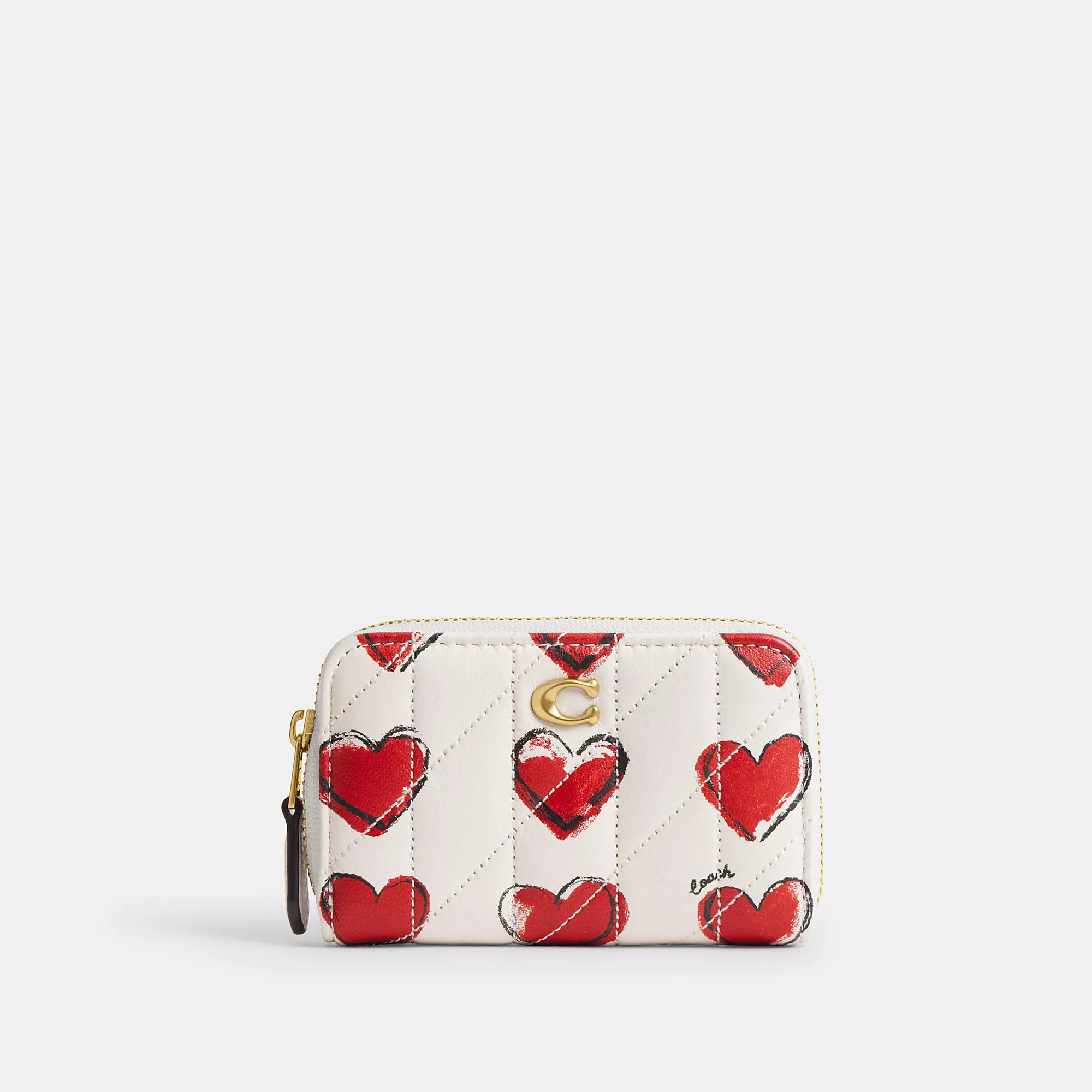 Essential Small Zip Around Card Case With Quilting And Heart Print | Coach (US)