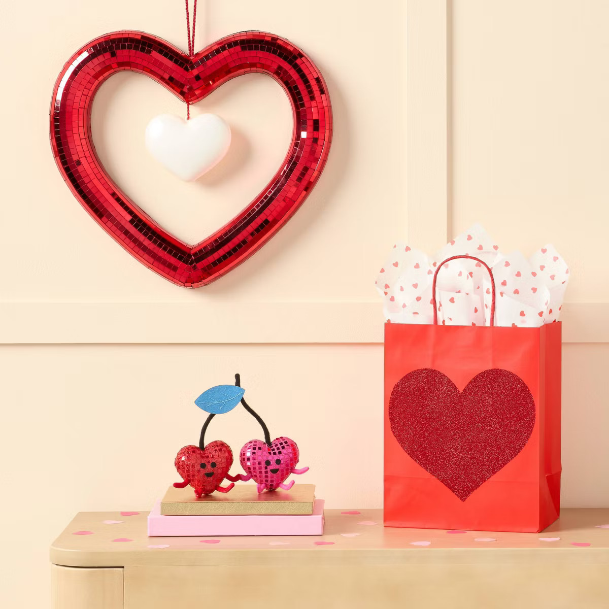 Valentine's Day Soft Heart Cherries Fabric Duos - Spritz™ | Target