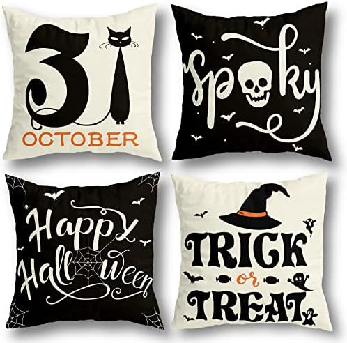 Halloween Decorations Pillow Covers 18x18 Set of 4 for Halloween Decor Indoor Outdoor, Party Supp... | Amazon (US)