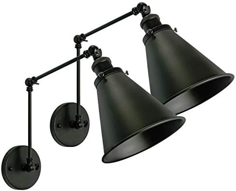 Industrial Black Wall Sconce Swing Arm Angle Adjustable Swing Arm Vintage Wall Mount Light Sconce... | Amazon (US)