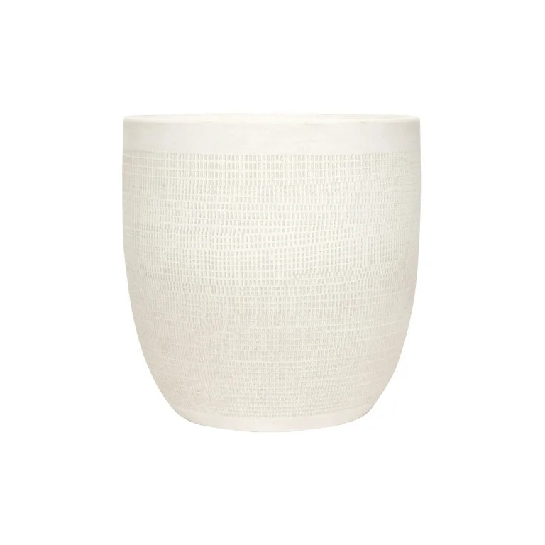 Woven Paths Large Matte White Embossed Stoneware Planter | Walmart (US)