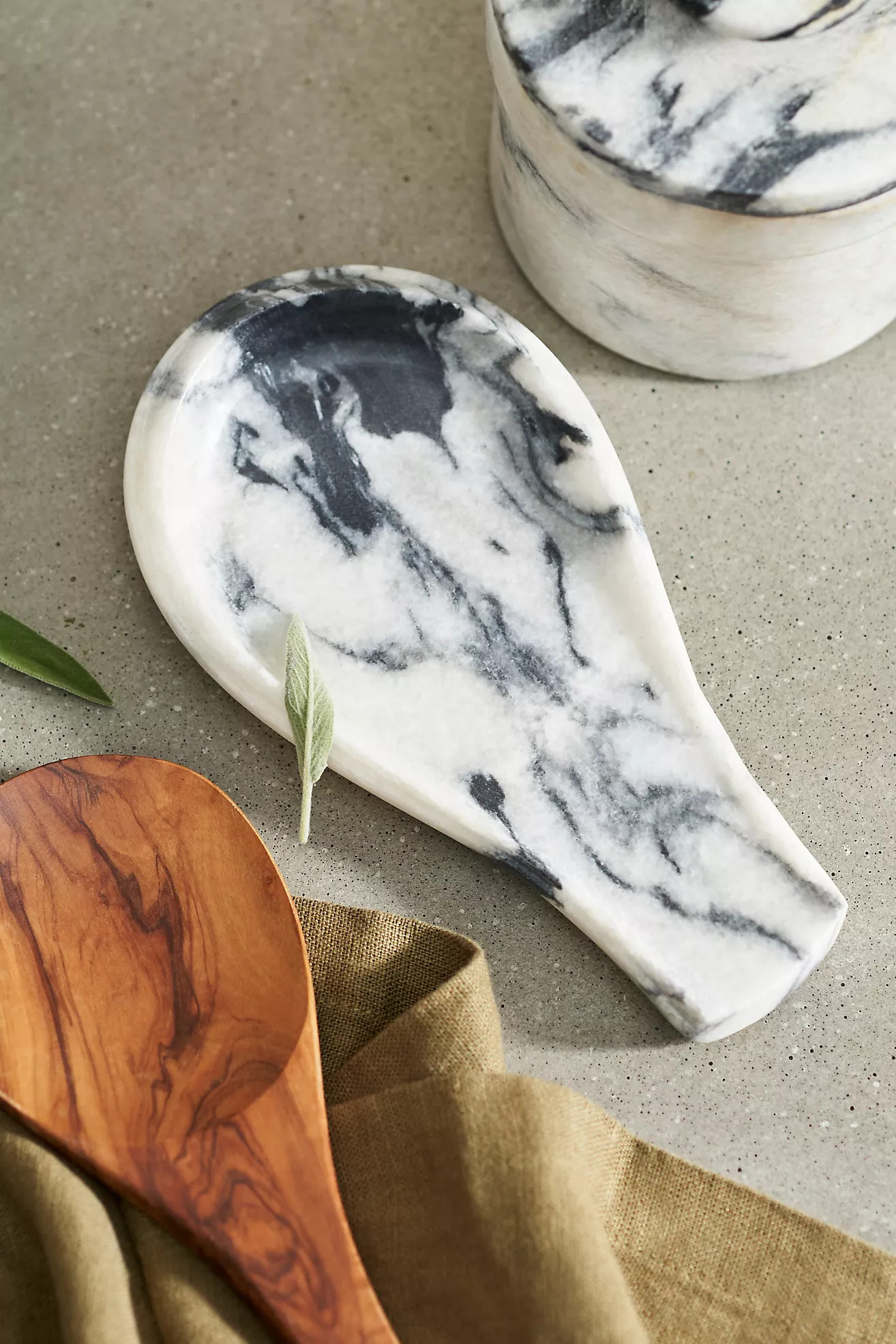 Smoky White Marble Spoon Rest | Anthropologie (US)
