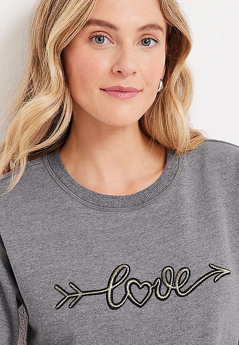 Love Embroidered Sweatshirt | Maurices