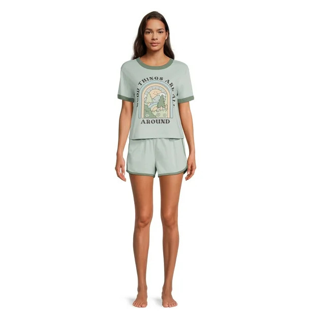 Good Things Women's Ringer Tee and Short Sleep Set, 2-Piece | Walmart (US)