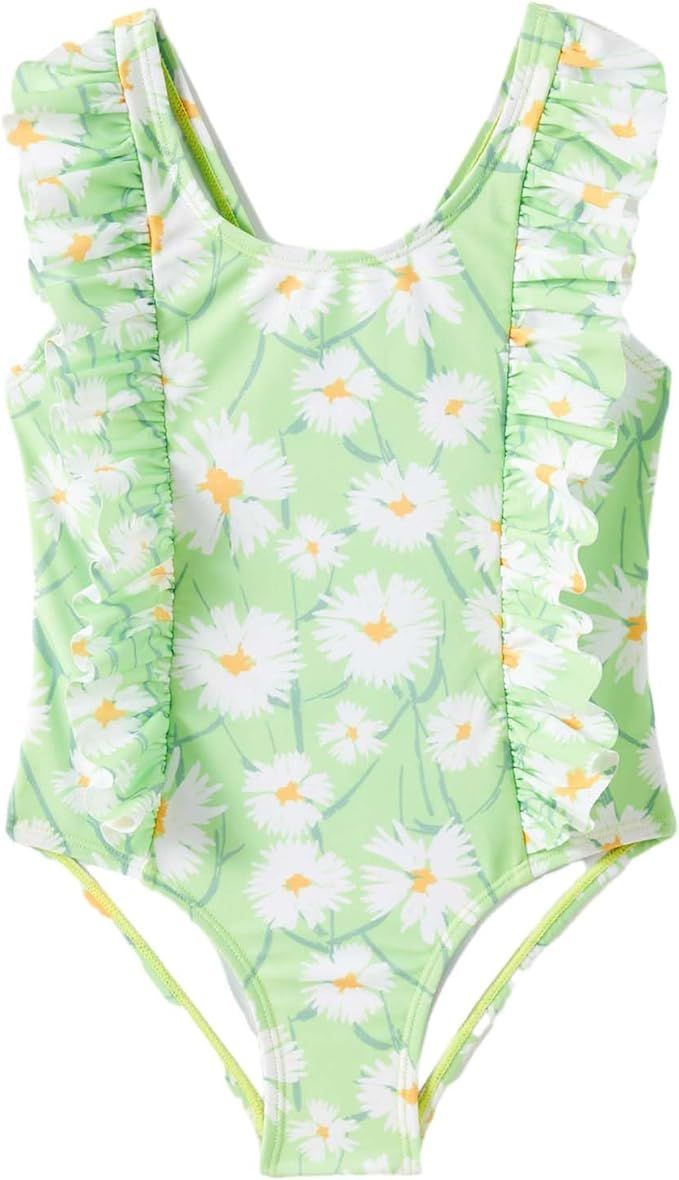 Girls One Piece Swimsuits Toddler Bathing Suit Little Kids Cute Swimwear Quick Dry Striped Ruffle... | Amazon (US)