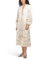 Linen Blend Long Sleeve Floral Printed Maxi Dress | Casual Dresses  | Marshalls | Marshalls