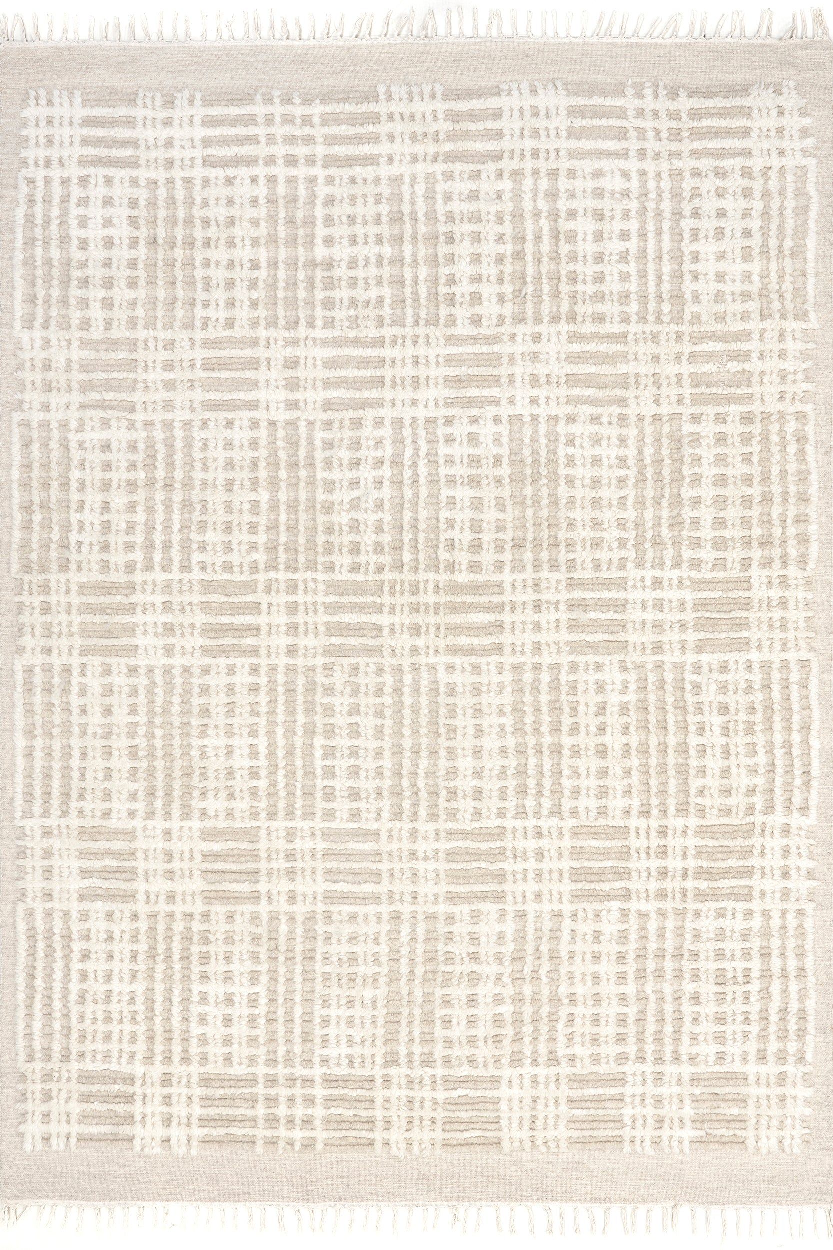 Crissy Crosshatch Shag Rug | Beige | Rugs USA