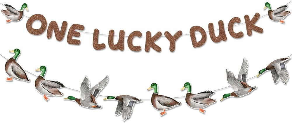 Duck Hunting First Birthday Decorations, One Lucky Duck Banner Mallard Duck Garland for Boys 1st ... | Amazon (US)