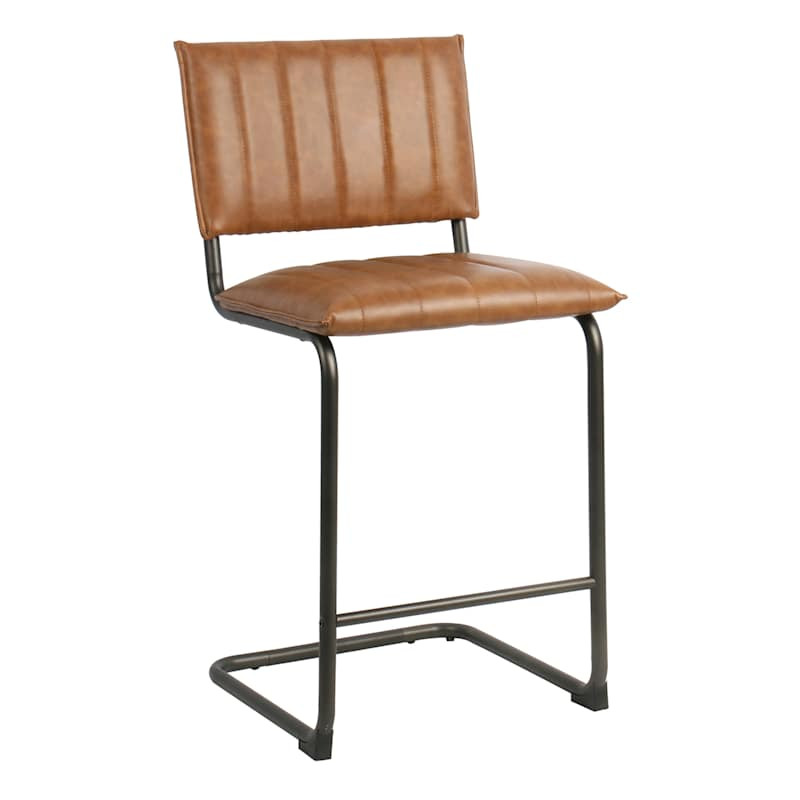 Crosby St. Luka Faux Leather Counter Stool, Light Brown | At Home