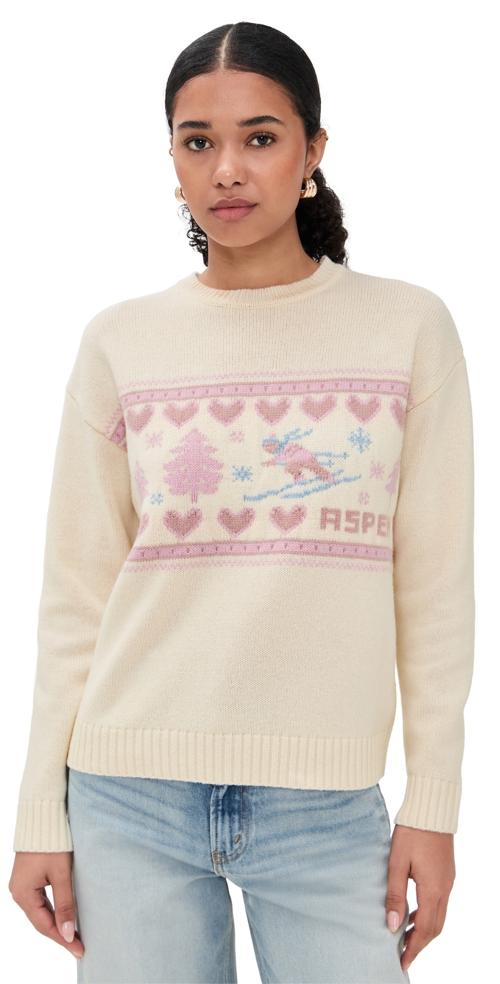 LoveShackFancy Francie Fair Isle Sweater Apres Ivory L | Shopbop