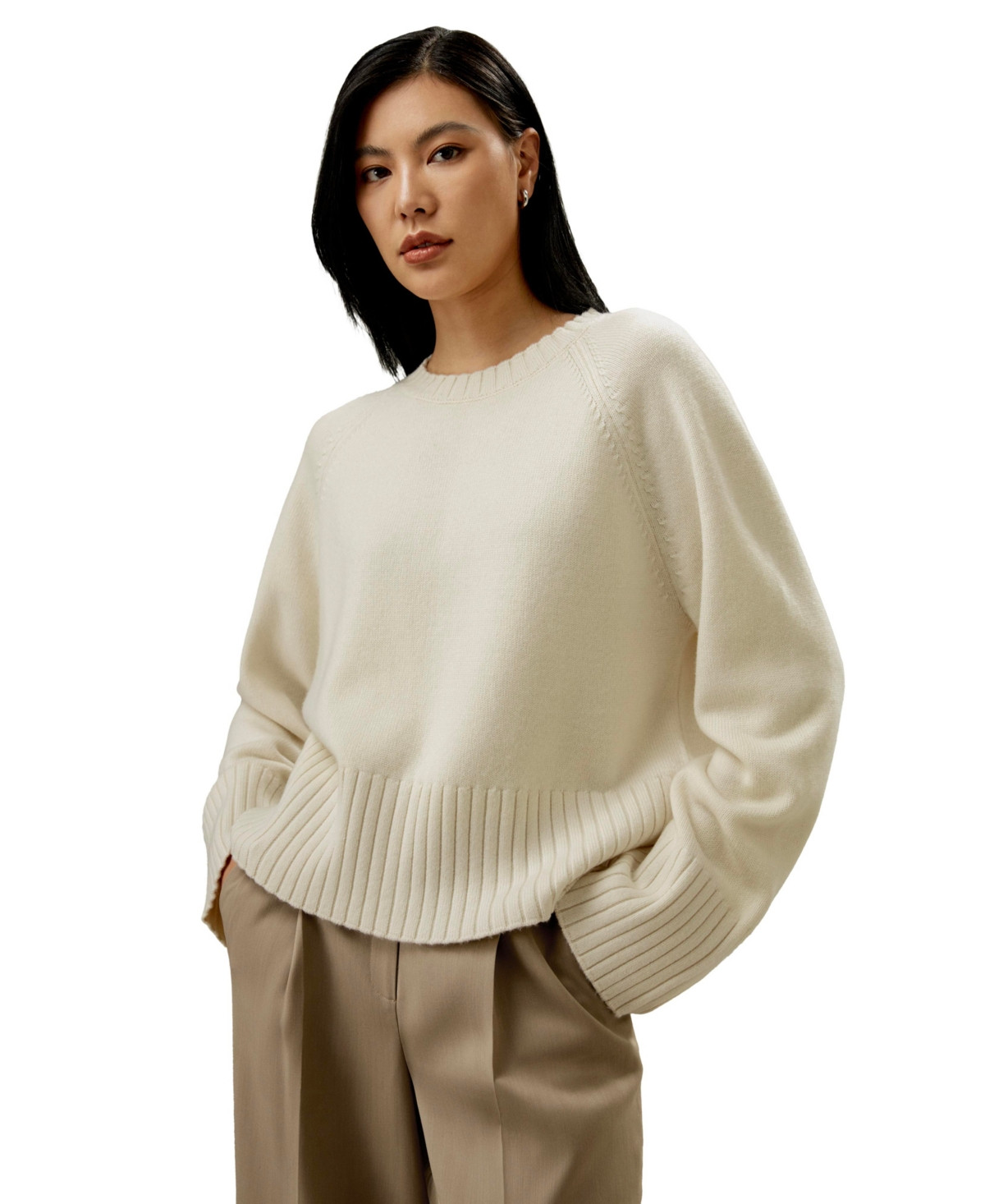 Lilysilk Women's Gelato Wool-Blend Sweater - White | Macy's