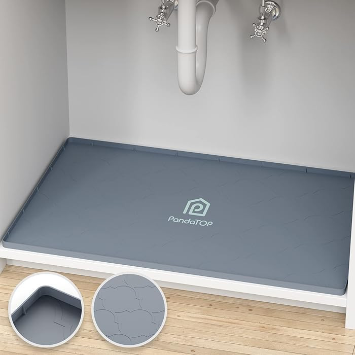 Under Sink Mat, 34" x 22" Silicone Kitchen Cabinet Tray, Waterproof & Flexible Under Sink Liner f... | Amazon (US)