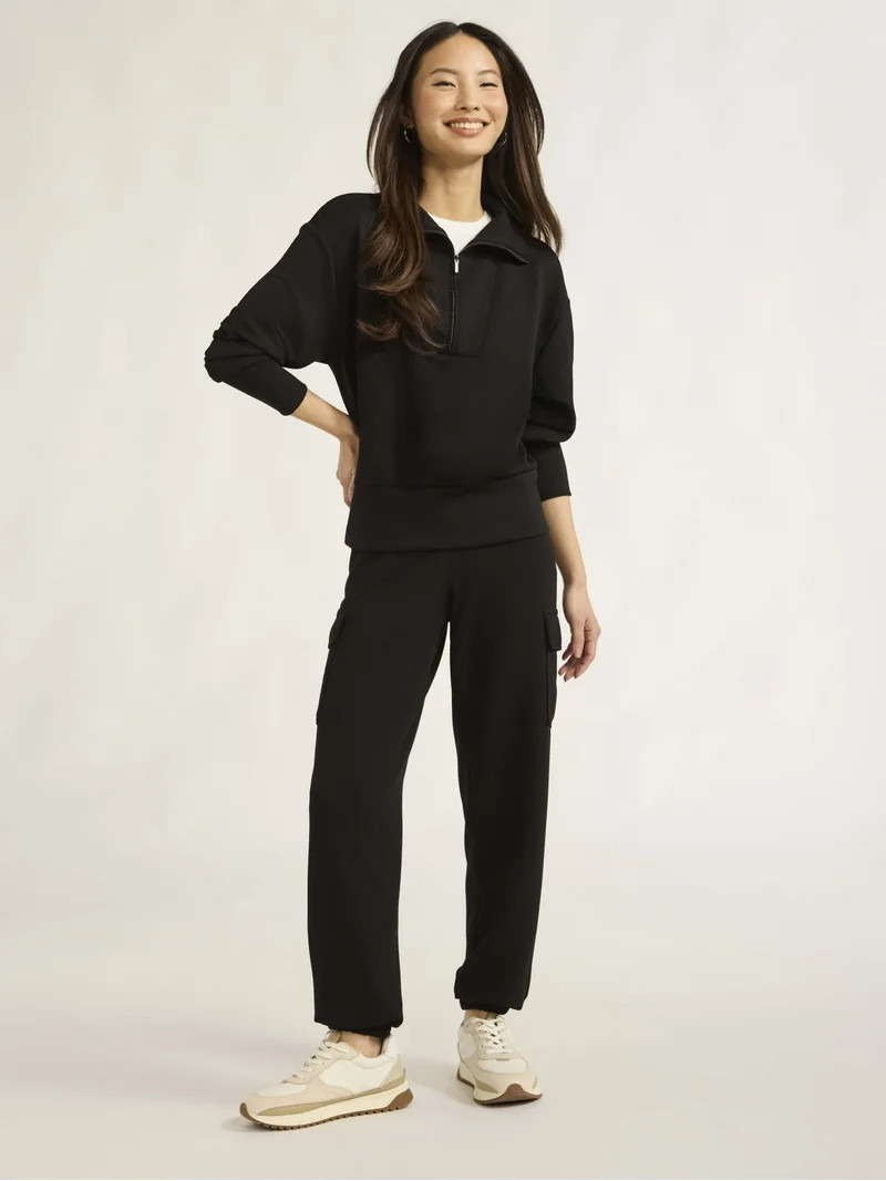 Scoop Women\u2019s & Women's Plus Ultimate ScubaKnit Half Zip Sweatshirt, Sizes XS-4X | Walmart (US)