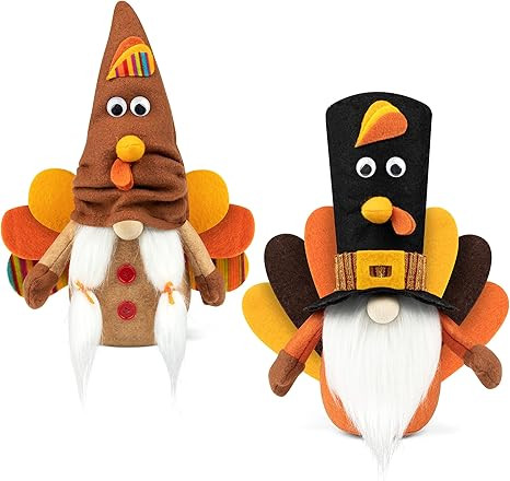 D-FantiX Turkey Fall Gnomes Plush Decor, 2Pack Squeaky Handmade Tomte Swedish Gnome Doll Scandina... | Amazon (US)